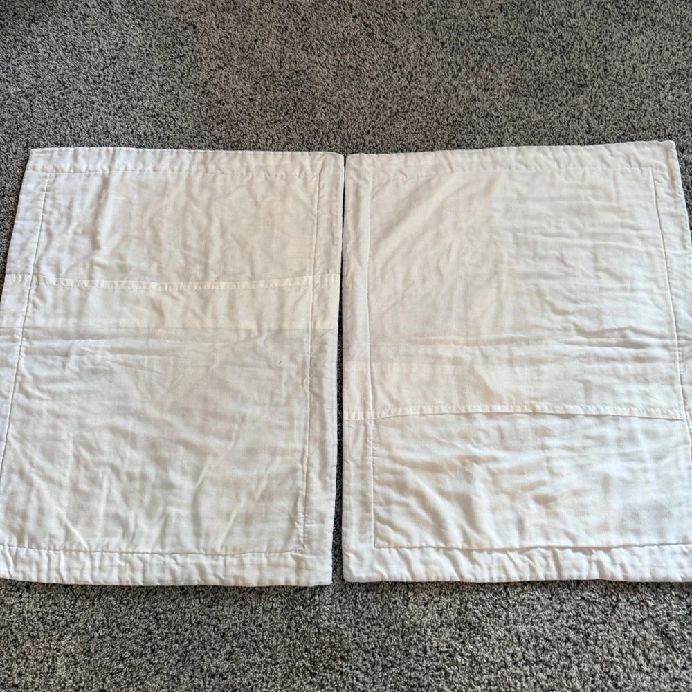 Vintage pillow shams Quilted Set of 2 Blue Yellow Floral Patchwork Cottagecore